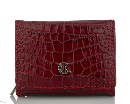 Portfel damski skórzany Canaletto P-2003/124 czerwony kroko