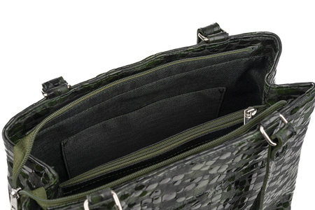 Torebka damska skórzana Canaletto T-905 zielony, faktura przypominająca krople