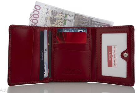 Portfel damski skórzany Canaletto P-2003/124 czerwony kroko