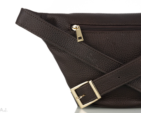 Saszetka damska skórzana S-PA brąz + złoto