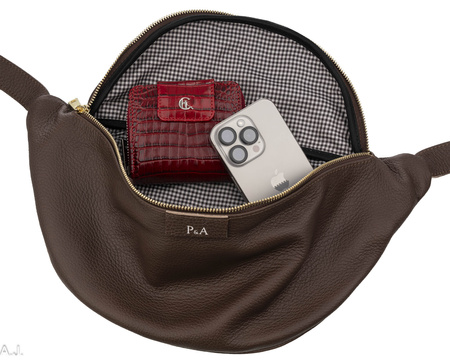 Saszetka damska skórzana S-PA L brąz + złoto