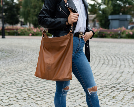 Worek damski skórzany T-PA szary