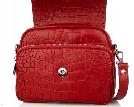 Torebka damska skórzana Canaletto T-655 czerwony krokodyl