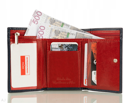 Portfel damski skórzany GB P-26 granatowo-czerwony