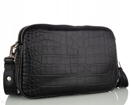 Torebka damska skórzana Canaletto T-830 czarny krokodyl