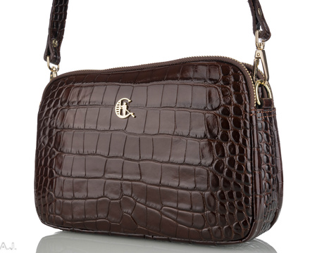 Torebka damska skórzana Canaletto T-830 brąz kroko