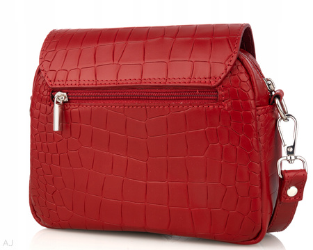 Torebka damska skórzana Canaletto T-655 czerwony krokodyl