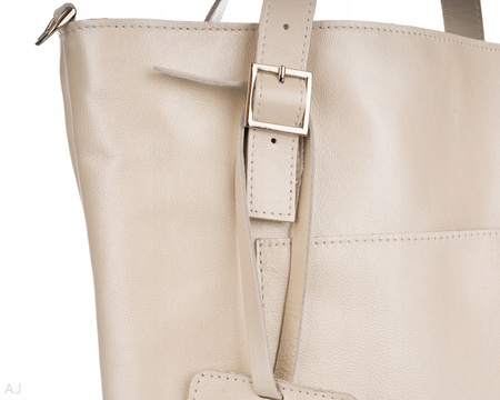 Torebka damska skórzana T-PRA perłowy