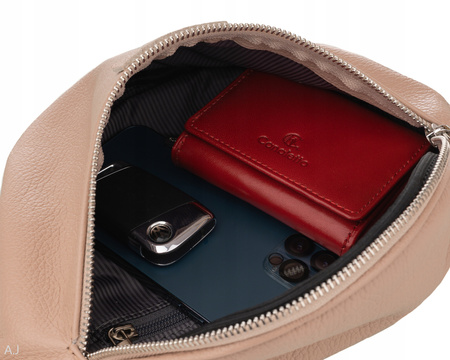 Saszetka damska skórzana S-PA pudrowy róż