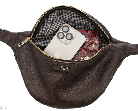 Saszetka damska skórzana S-PA brąz + złoto