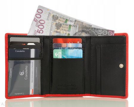 Portfel damski skórzany Canaletto P-1224/P51 czerwony
