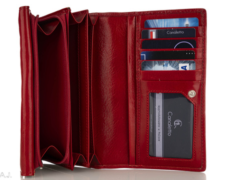 Portfel damski skórzany P-1634 czerwony