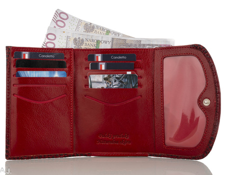 Portfel damski skórzany Canaletto P-1201 czerwony