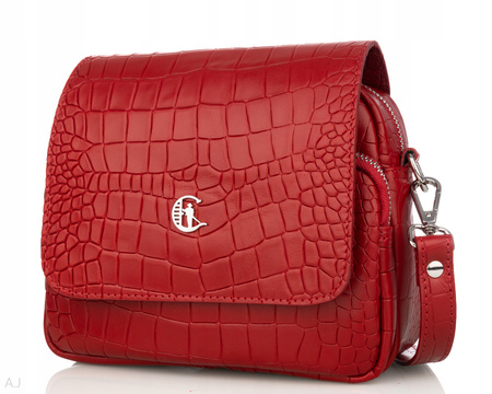 Torebka damska skórzana Canaletto T-655 czerwony krokodyl
