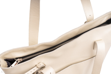 Torebka damska skórzana T-PRA perłowy