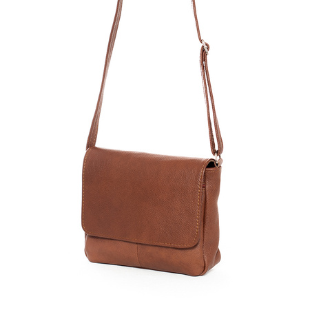 Torebka damska skórzana z klapką T-IW jasny brąz