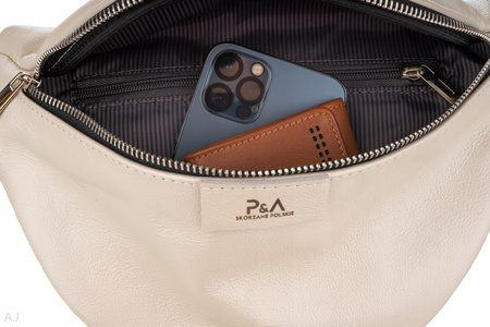 Saszetka damska skórzana S-PA perłowy