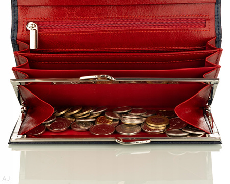 Portfel damski skórzany GB P-80 granatowo-czerwony