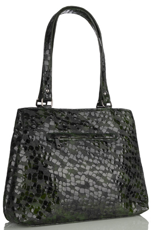 Torebka damska skórzana Canaletto T-905 zielony, faktura przypominająca krople