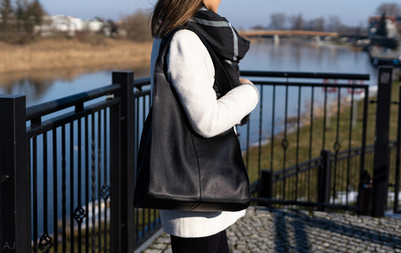 Worek damski skórzany T-EFE czarny