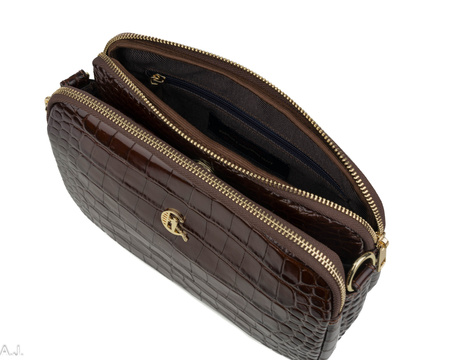 Torebka damska skórzana Canaletto T-830 brąz kroko