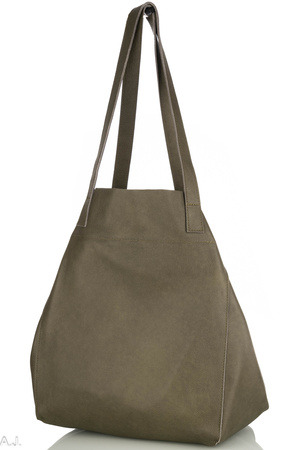 Worek damski skórzany T-ISL khaki