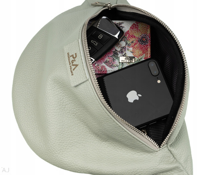 Saszetka damska skórzana S-PA bardzo jasny szary