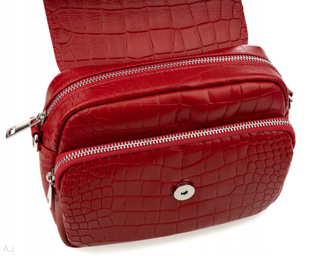 Torebka damska skórzana Canaletto T-655 czerwony krokodyl