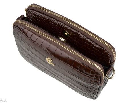 Torebka damska skórzana Canaletto T-830 brąz kroko