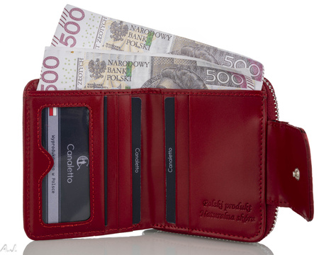 Portfel damski skórzany Canaletto P-1023 Czerwony kroko