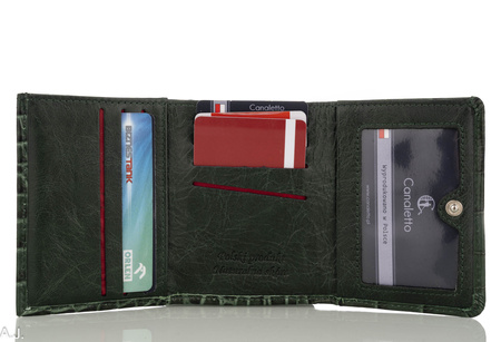 Portfel damski skórzany Canaletto P-2003 zielony kroko