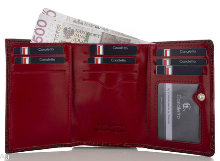 Portfel damski skórzany Canaletto P-1225 czerwony
