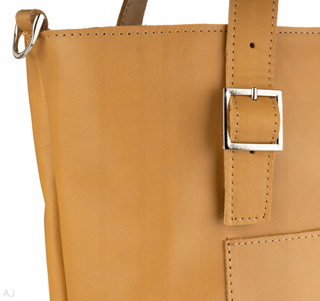 Torebka damska skórzana T-PRA miodowy brąz