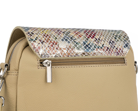 Torebka damska skórzana listonoszka z klapką Canaletto T-655 kwiatowy wzór