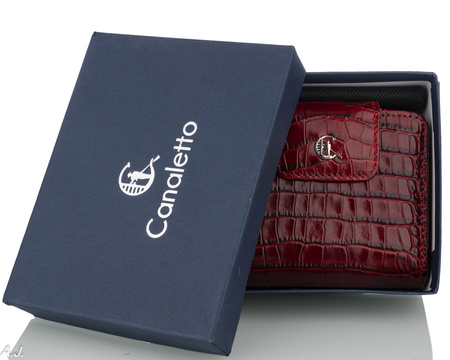 Portfel damski skórzany Canaletto P-1023 Czerwony kroko