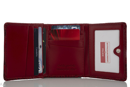 Portfel damski skórzany Canaletto P-2003/124 czerwony kroko