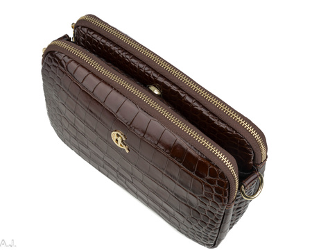Torebka damska skórzana Canaletto T-830 brąz kroko