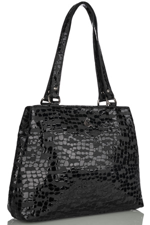 Torebka damska skórzana Canaletto T-905 czarny faktura przypominajaca krople