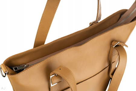 Torebka damska skórzana T-PRA miodowy brąz