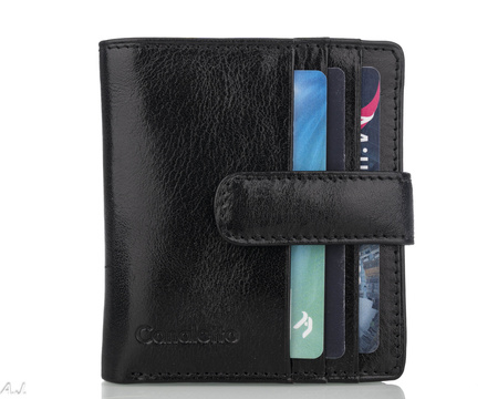 Portfel skórzany damski P-1042 czarny