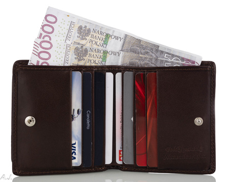 Portfel skórzany z kominkiem Canaletto P-1008 BRĄZ RFID