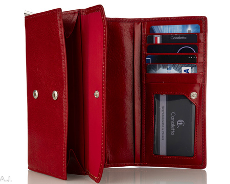 Portfel damski skórzany P-1634 czerwony