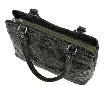 Torebka damska skórzana Canaletto T-905 zielony, faktura przypominająca krople