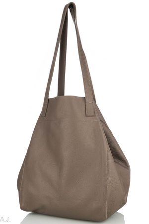 Worek damski skórzany T-ISL ciemny beż