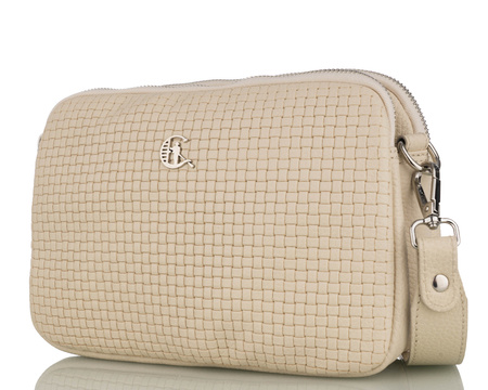 Torebka damska skórzana Canaletto T-830 beżowy z tłoczeniem