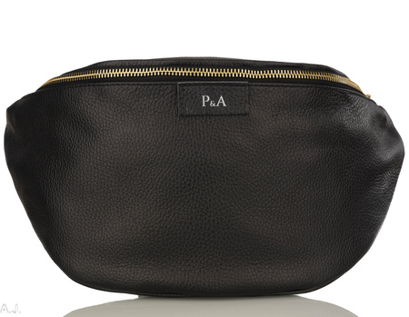 Saszetka damska skórzana S-PA L czarny + złoto