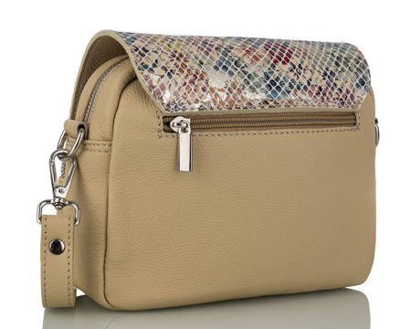 Torebka damska skórzana listonoszka z klapką Canaletto T-655 kwiatowy wzór