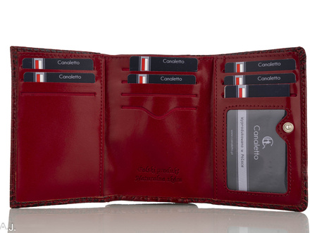 Portfel damski skórzany Canaletto P-1225 czerwony